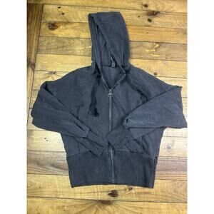 Athleta Cropped Hoodie Womens XS Black Modal Full Zip Athleisure Gym Run Yoga